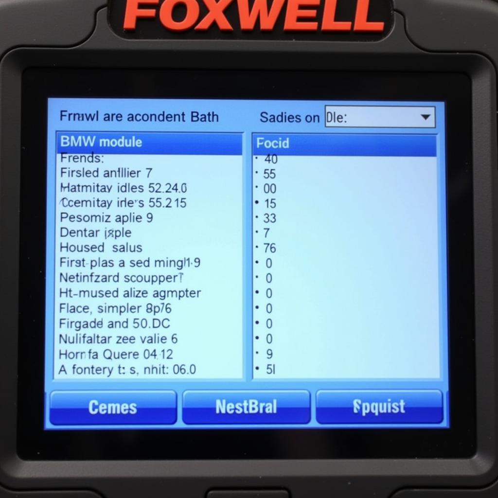 BMW Coding Settings on Foxwell Screen