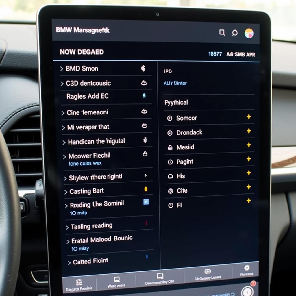 BMW OBD Bluetooth Diagnostic Tool Displaying Data on Tablet