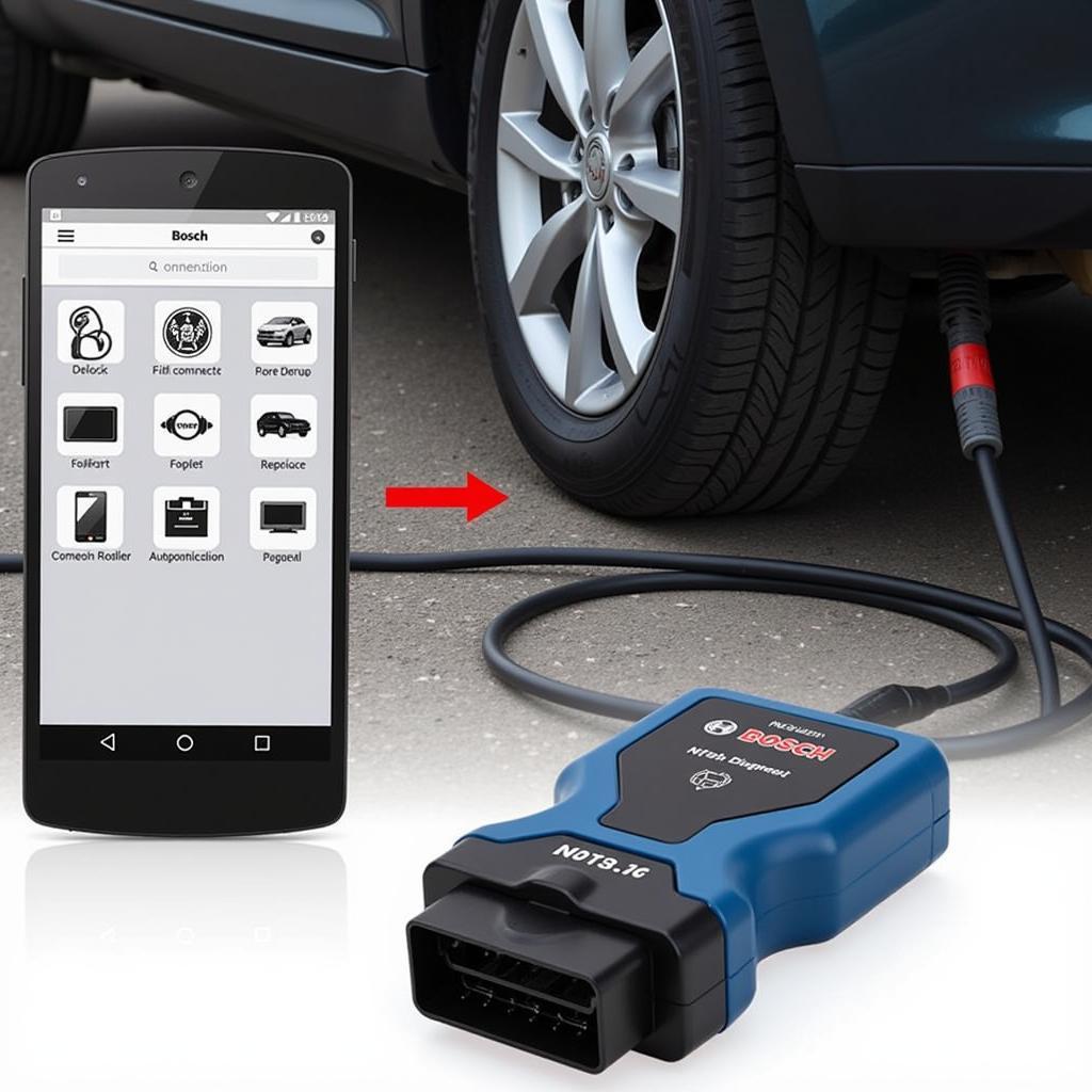 Bosch Diagnostic Tool App Connected to Vehicle