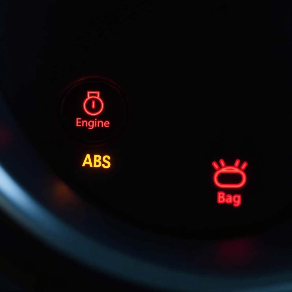 Car Dashboard Displaying Warning Lights