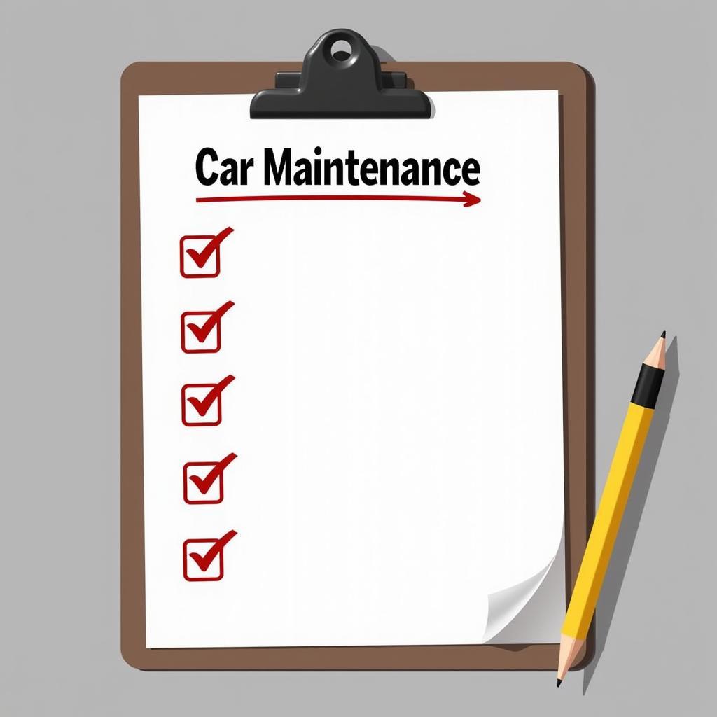 Car Maintenance Checklist on a Clipboard