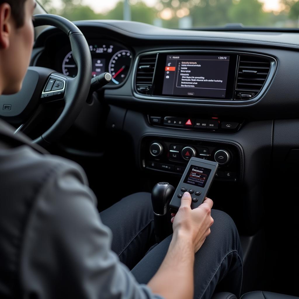 Car Owner Using a Code Reader