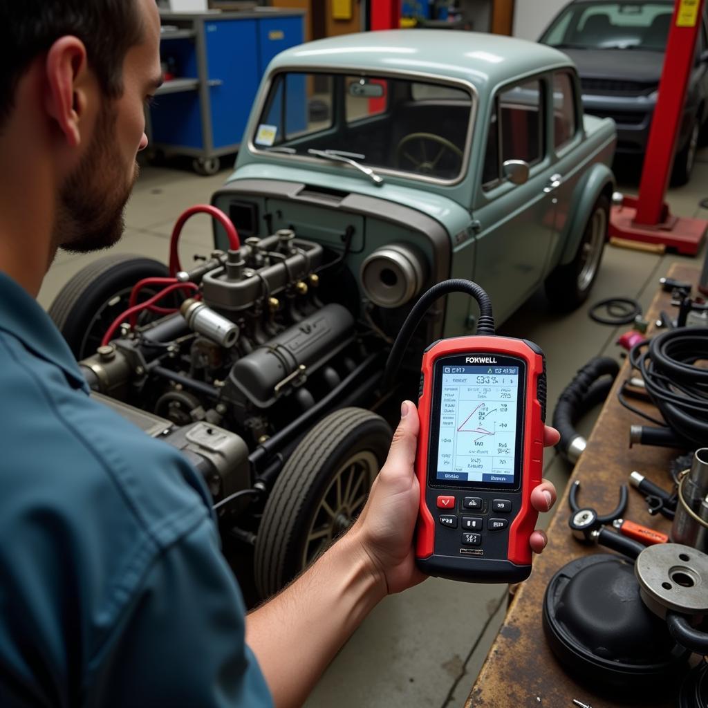 Classic Car Engine Maintenance with Diagnostic Tools