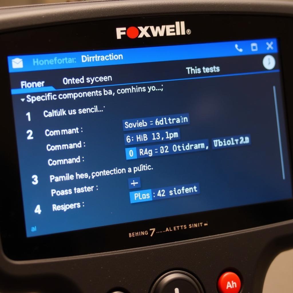 Close-up of the Foxwell scanner screen showing the results of a bi-directional control test.