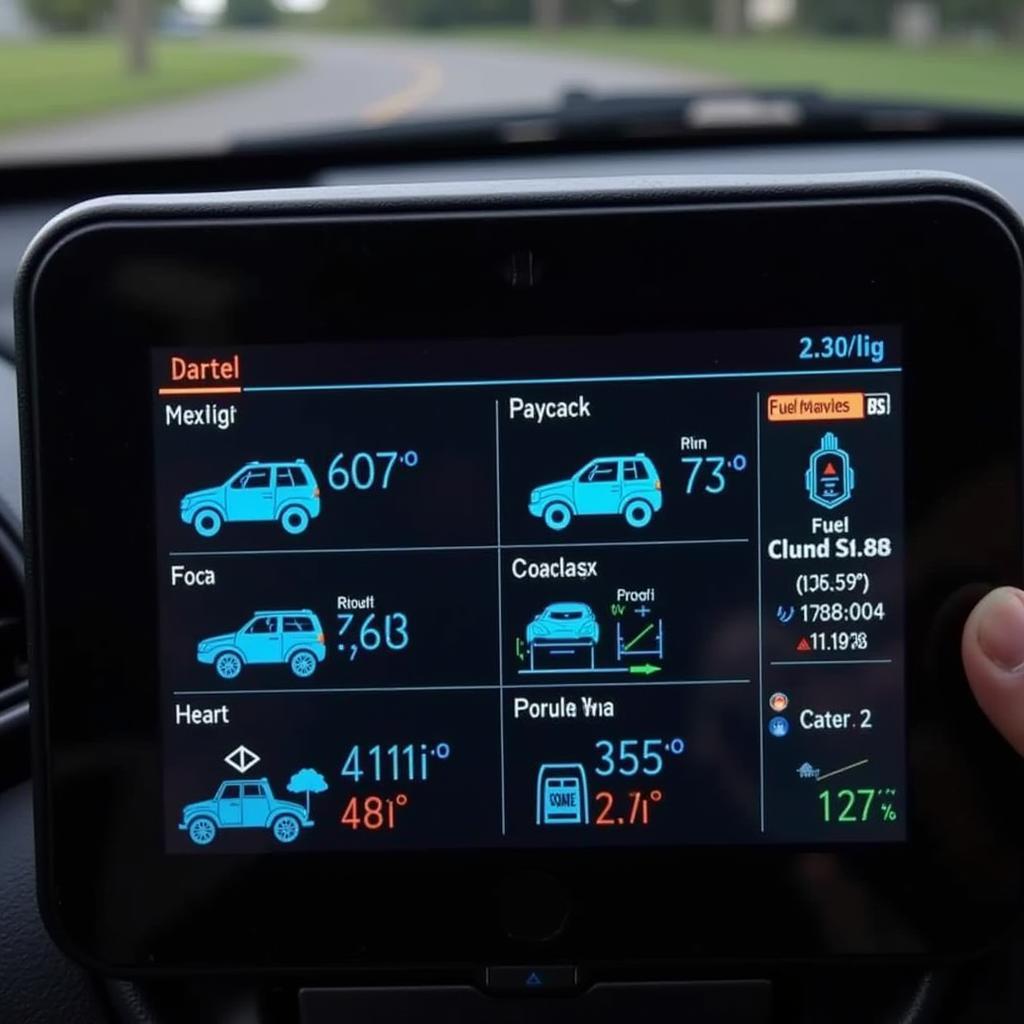 Close-Up of Ancillary Diagnostic Tool Display Showing Vehicle Data