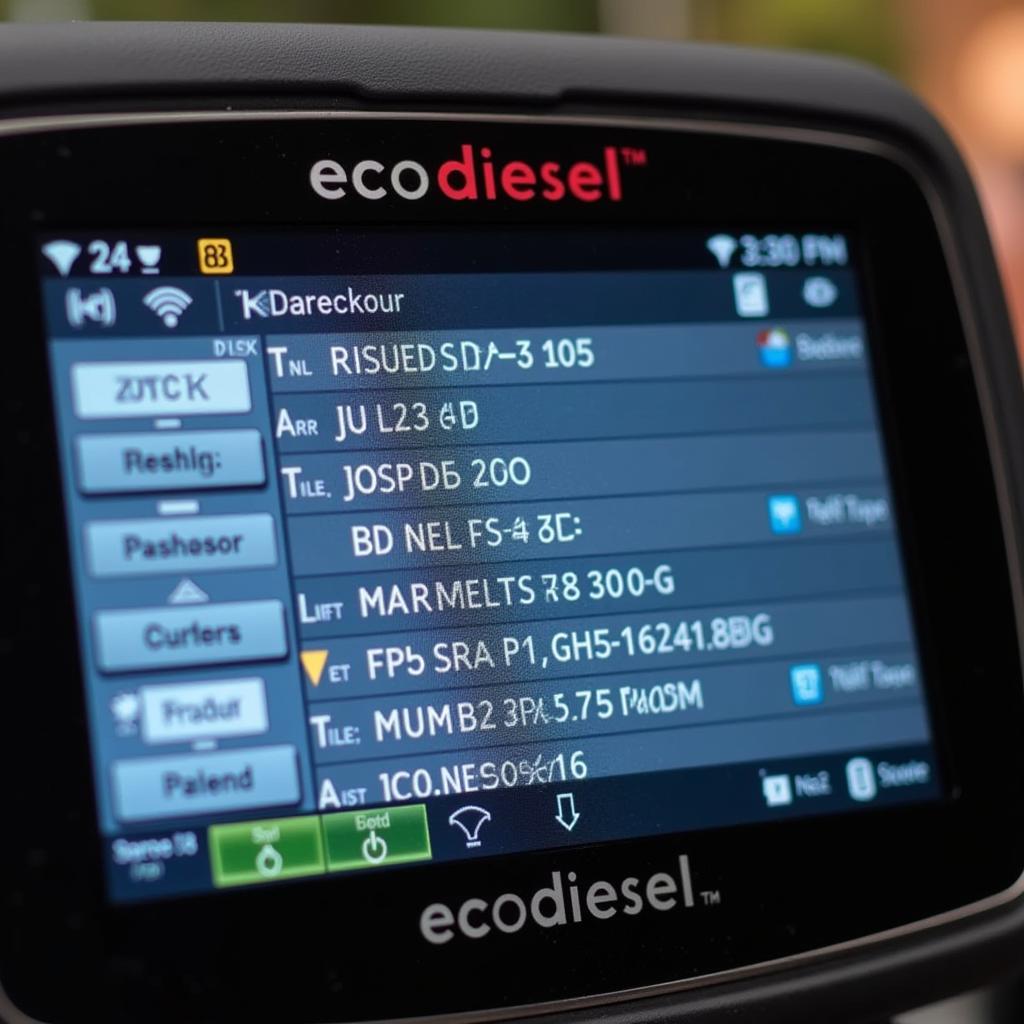 Detailed view of the scan tool display showing diagnostic data