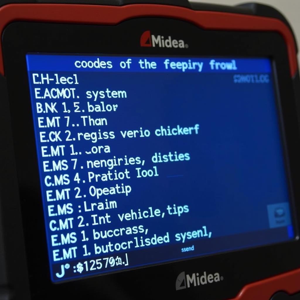 Close Up of Midea Diagnostic Tool Displaying Diagnostic Trouble Codes