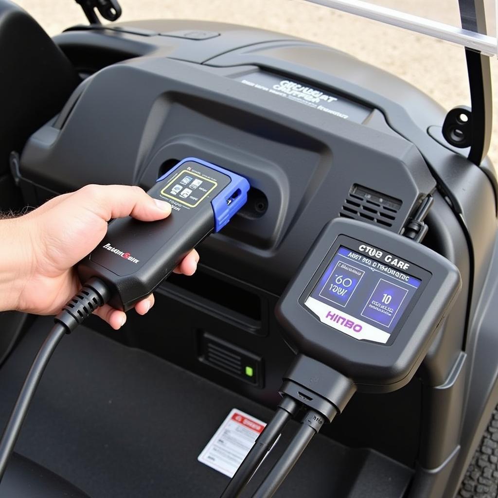 Club Car Precedent Connected to a Diagnostic Tool for Regular Maintenance