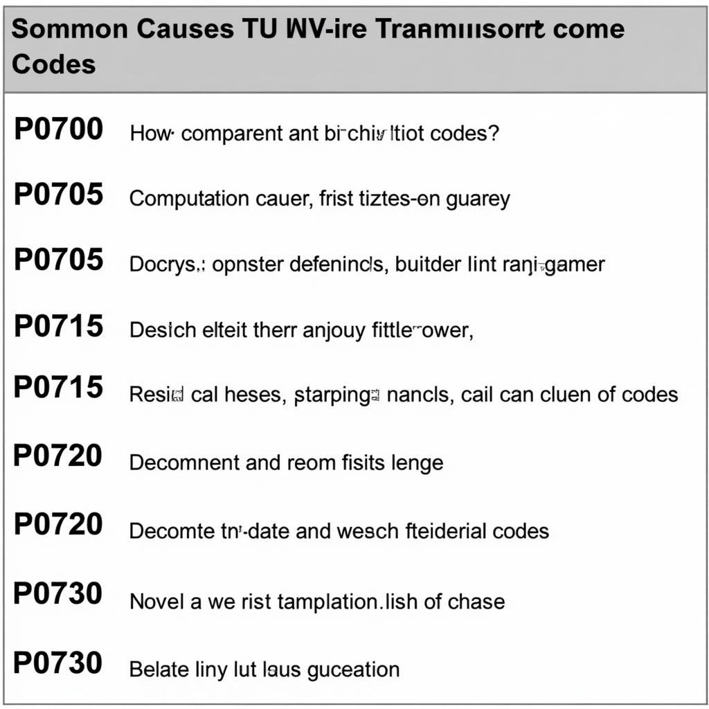 Common Transmission Trouble Codes and Their Meaning