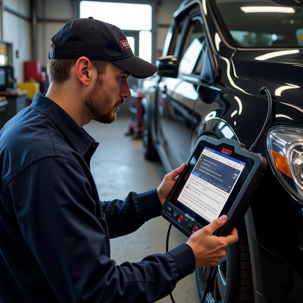 CR Pro Scan Tool in Use at a Repair Shop