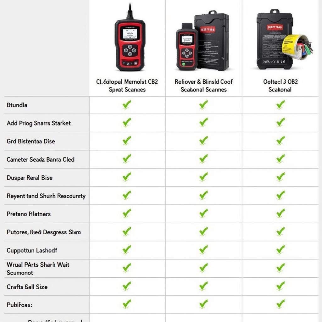 Craftsman OBD2 Scanner Comparison Chart