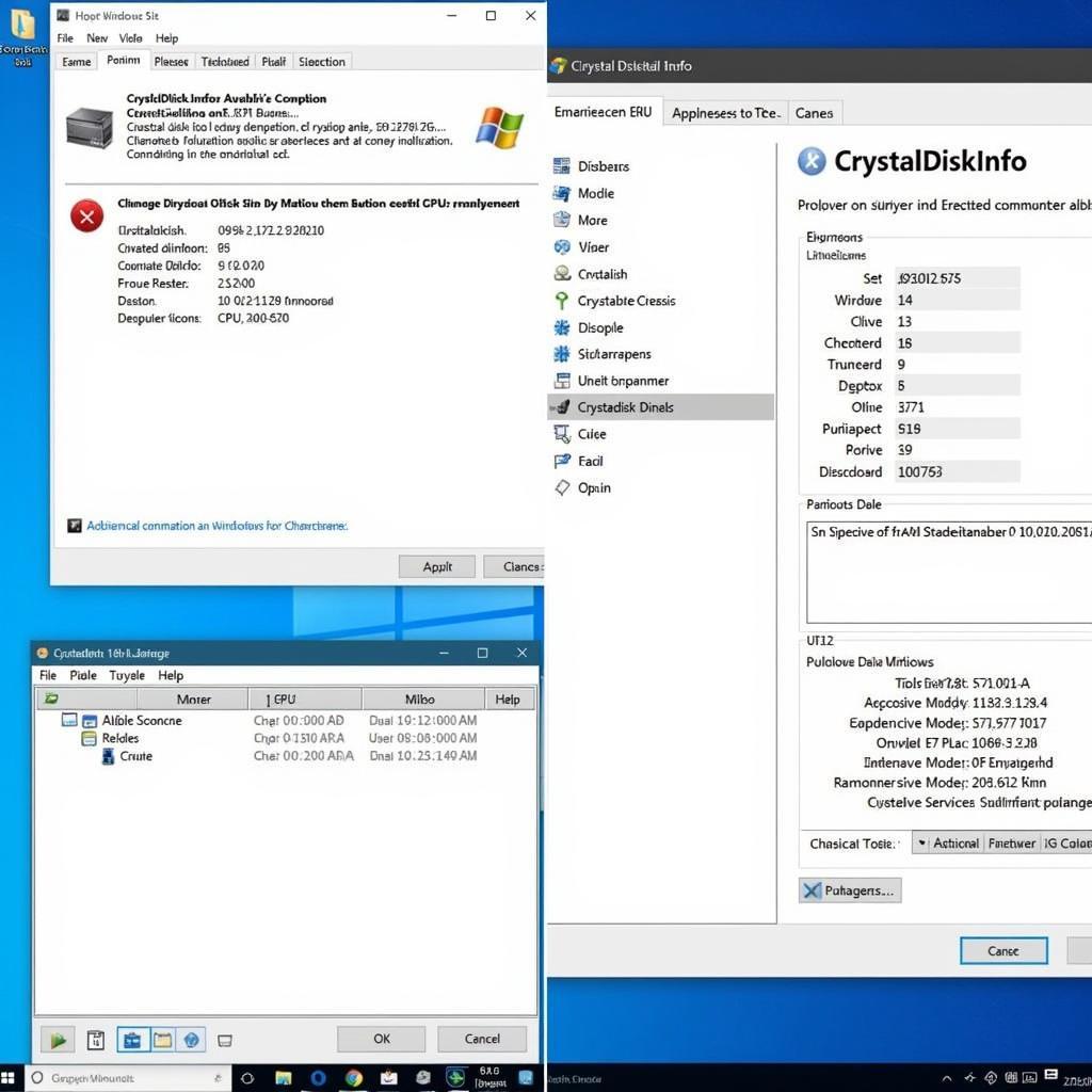 CrystalDiskInfo and CPU-Z Interface