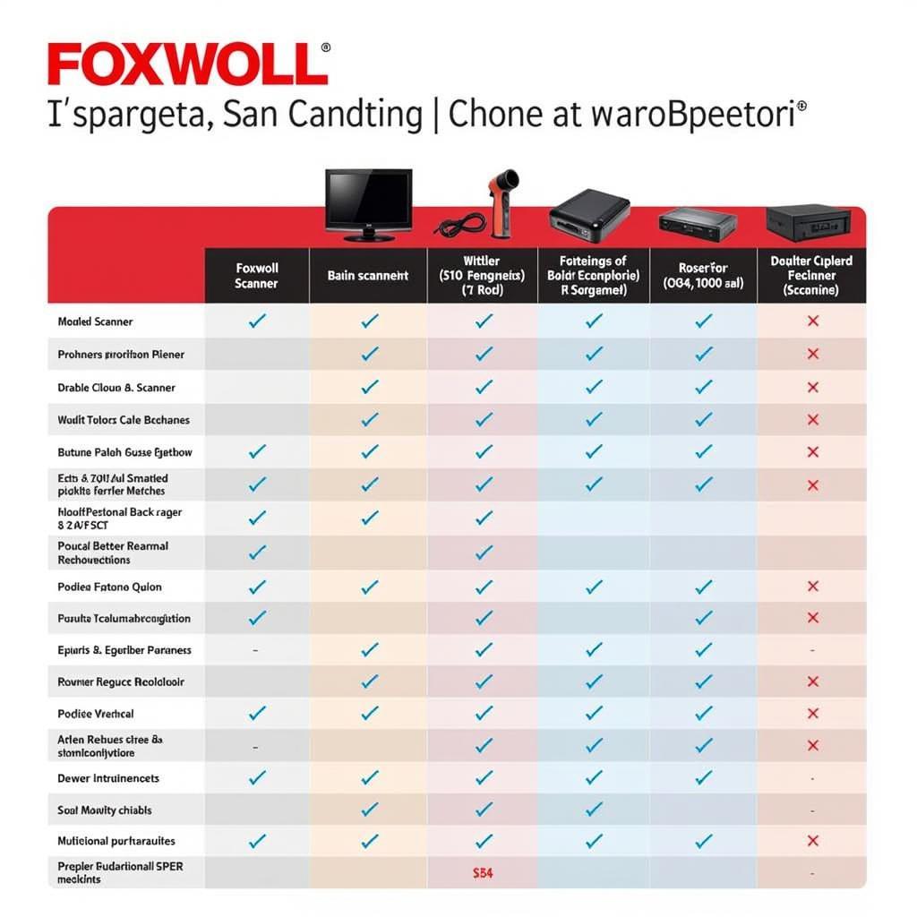 Different Foxwell Scanners Comparison Chart