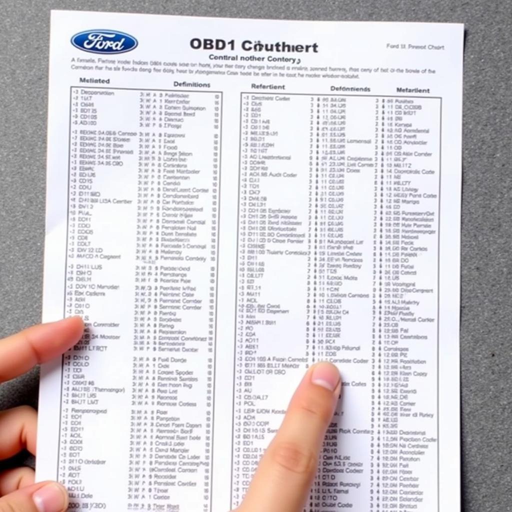 Ford OBD1 Code Chart