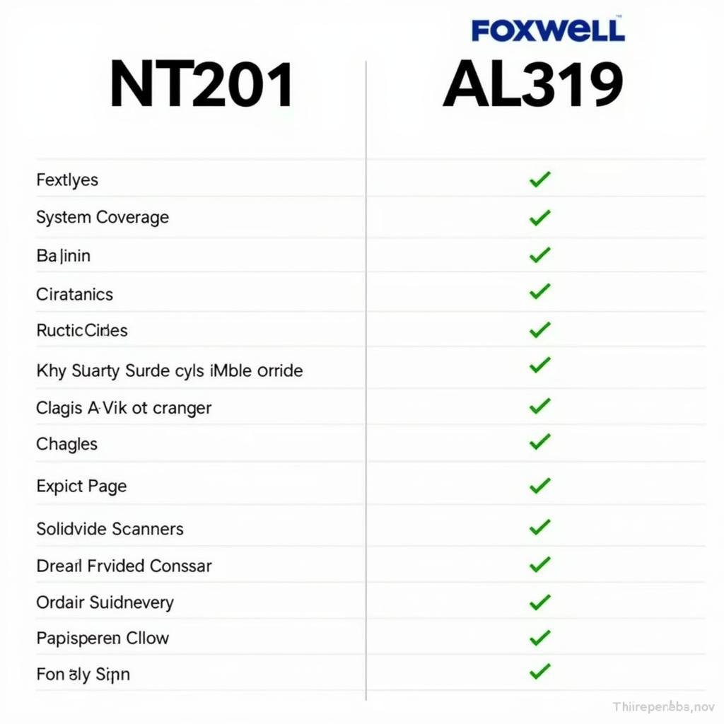 Foxwell NT201 vs Autel AL319 Comparison Chart