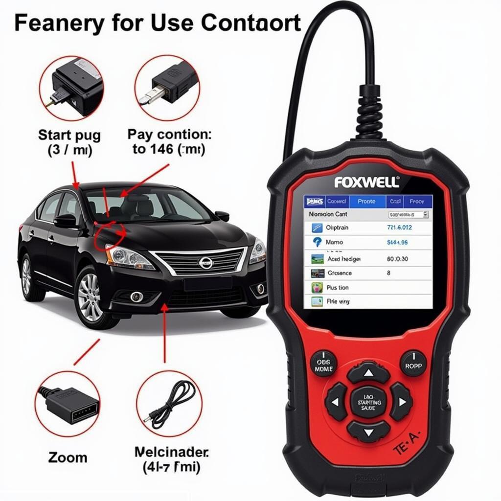 Foxwell NT301 Connected to Car's OBD2 Port for Diagnostics