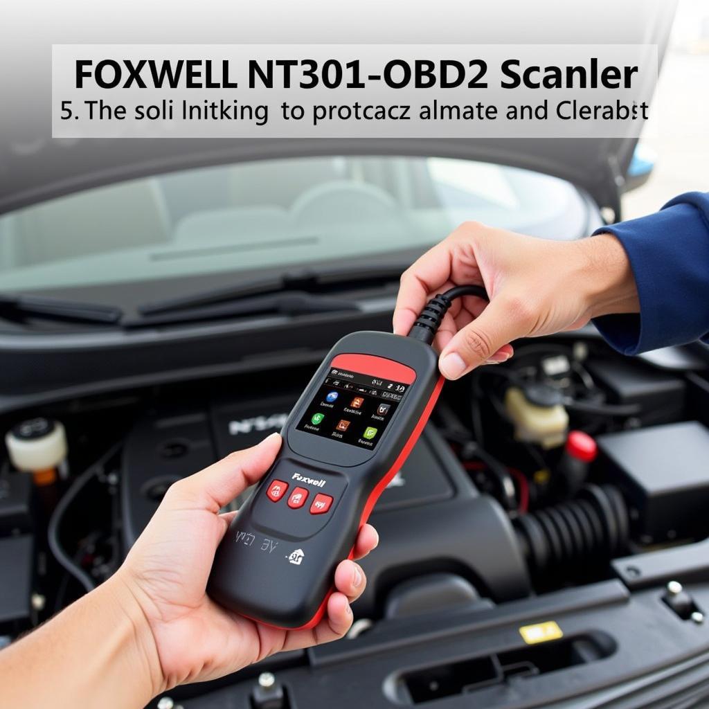 Mechanic Holding a Foxwell NT301 OBD2 Scanner