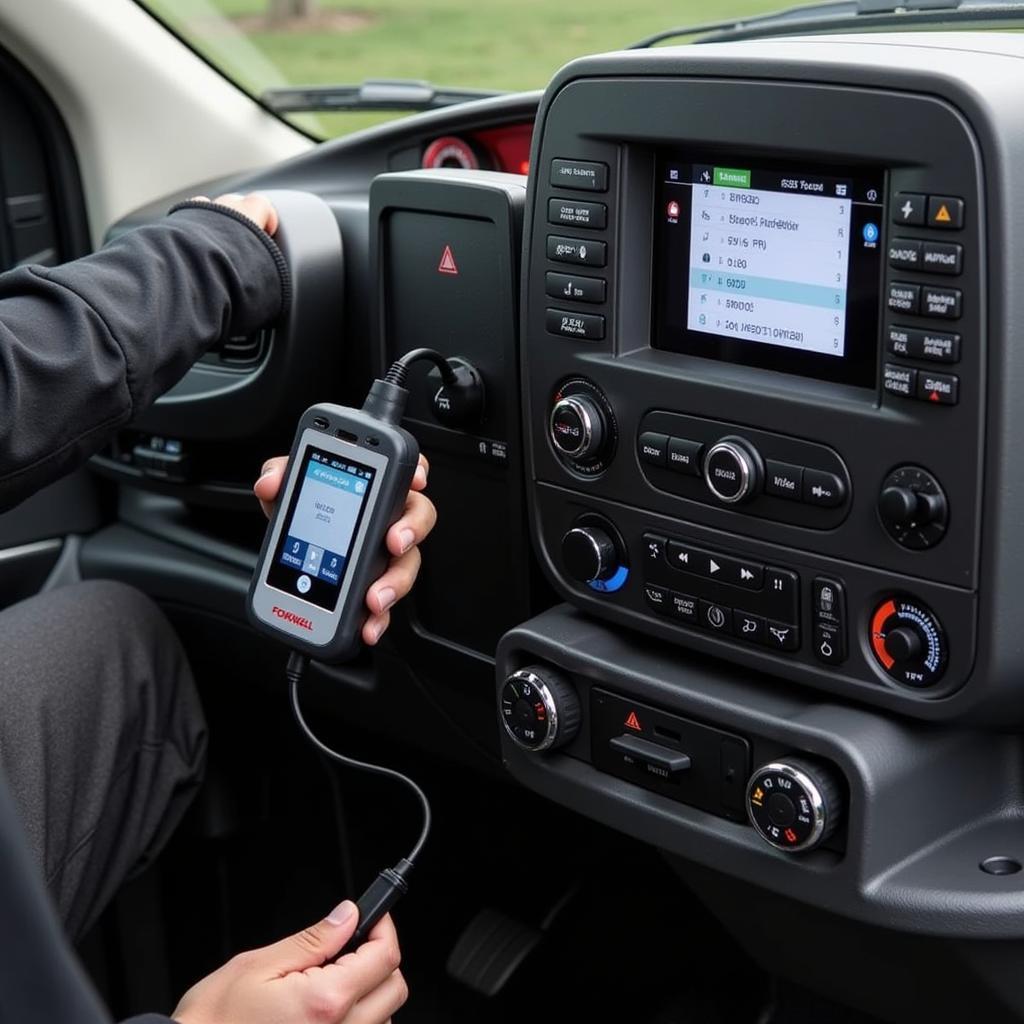 Foxwell NT510 connected to a Mercedes Sprinter Van