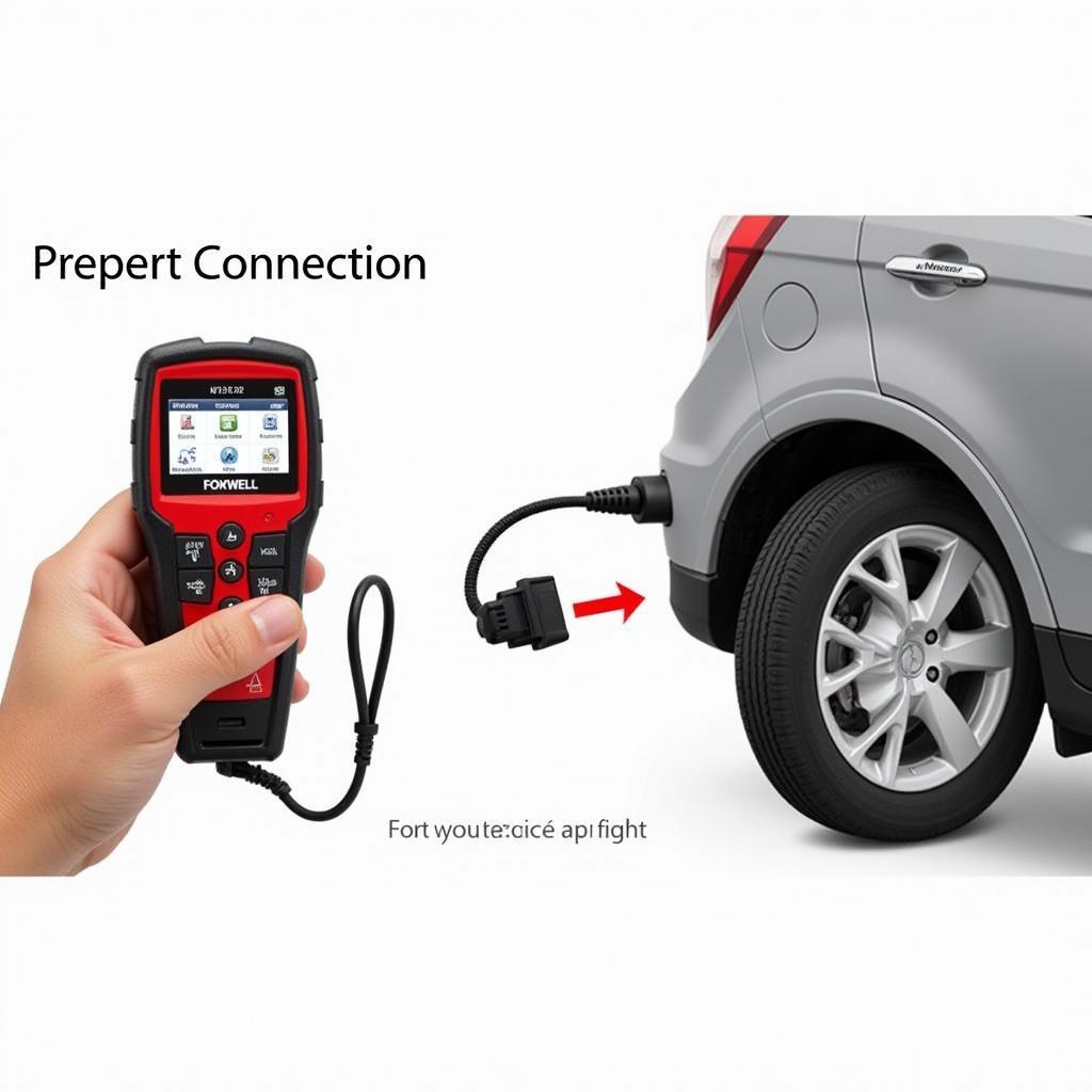 Foxwell NT520 Connected to Vehicle's OBD-II Port