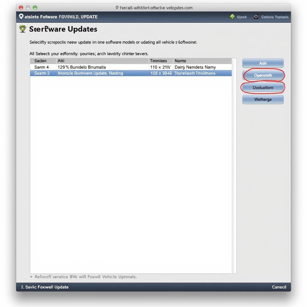 Foxwell NT650 Elite Vehicle Software Update Selection