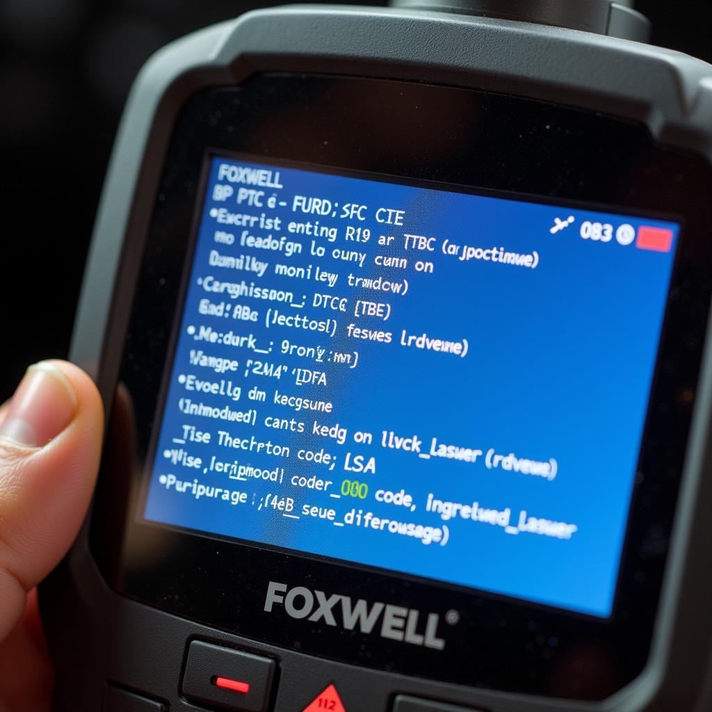 Foxwell OBD Scanner Displaying Diagnostic Trouble Codes (DTCs)