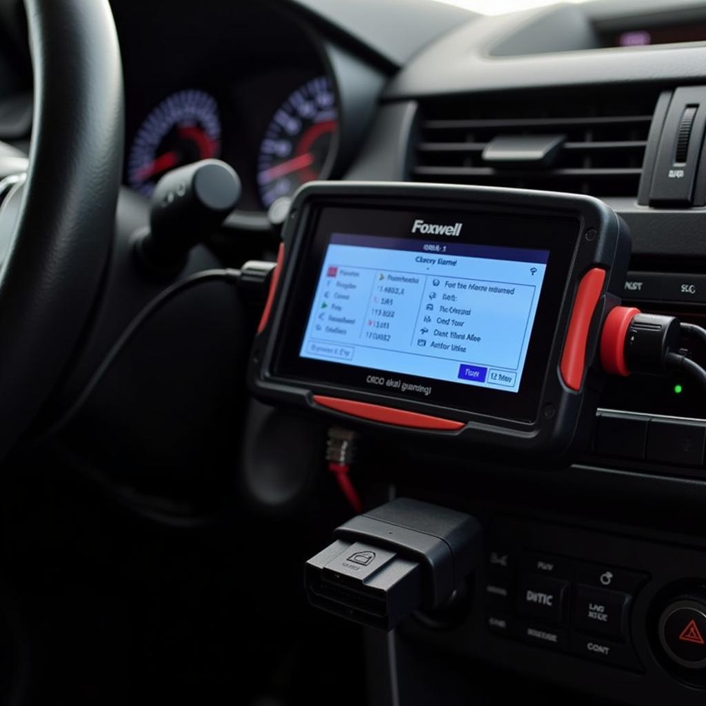 Foxwell OBDII Scanner Connected to a Car