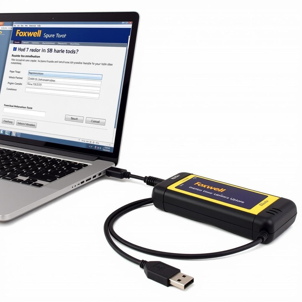 Foxwell Scan Tool Connected to Laptop for Registration