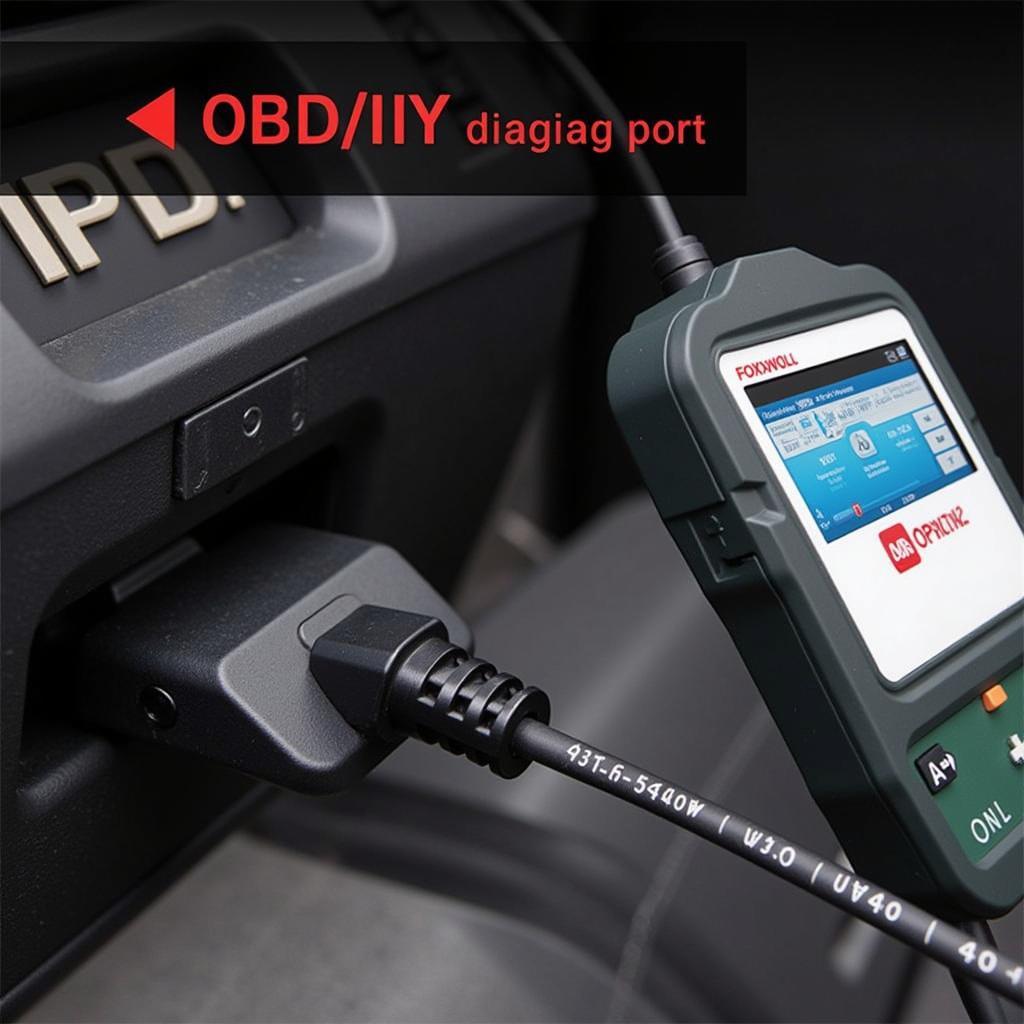 Foxwell Scanner Connected to Car's OBD-II Port