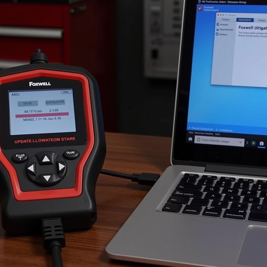 Foxwell Scanner Connected to Computer for Update