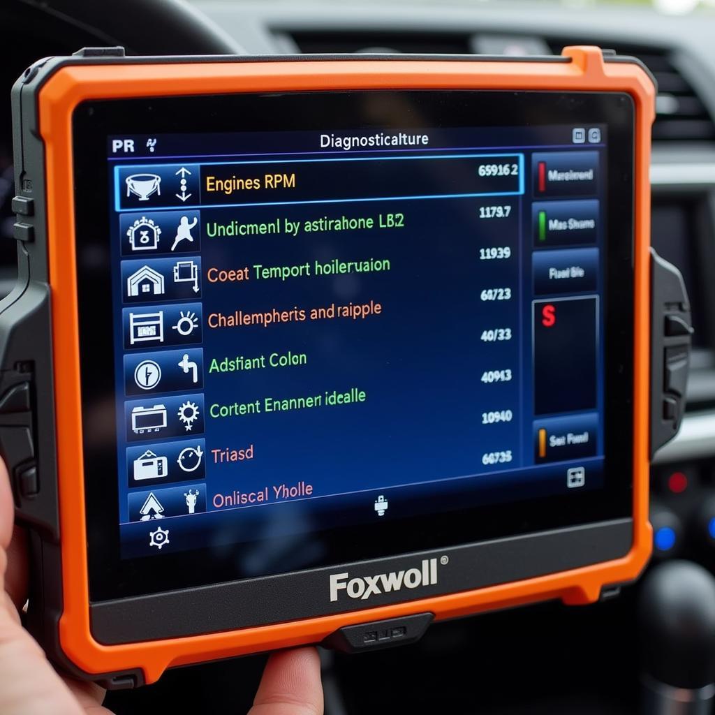 Foxwell Scanner Diagnostic Screen Displaying Car Data