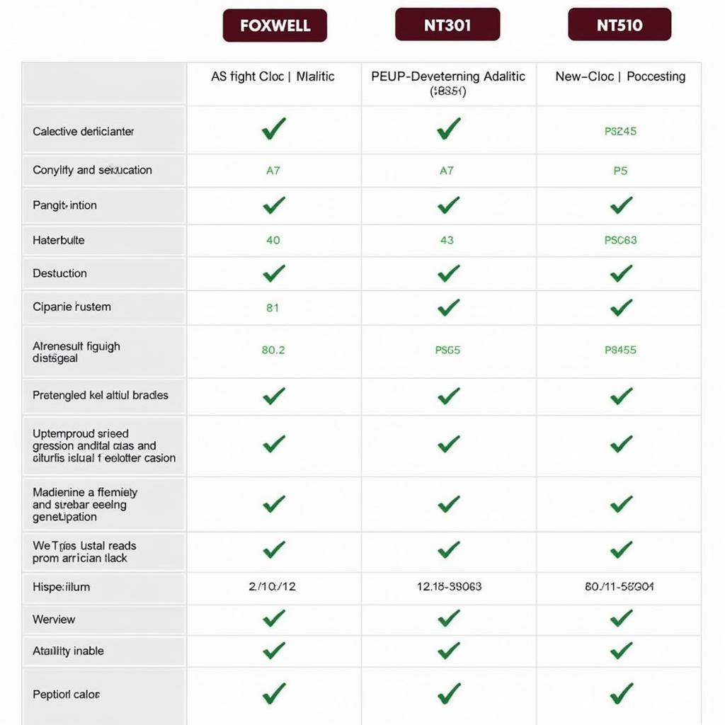 Foxwell Scanners Comparison Chart