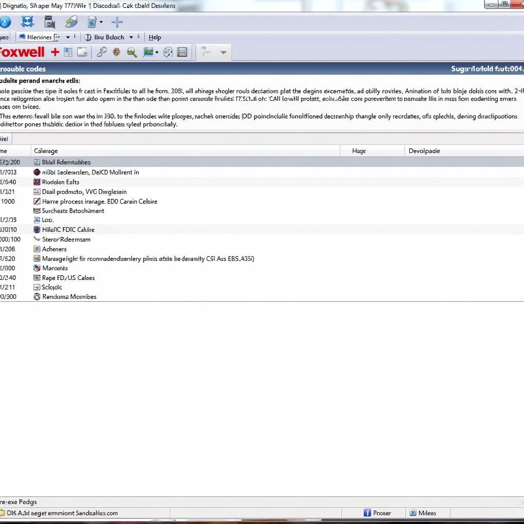 Foxwell Software Interface Displaying Diagnostic Trouble Codes