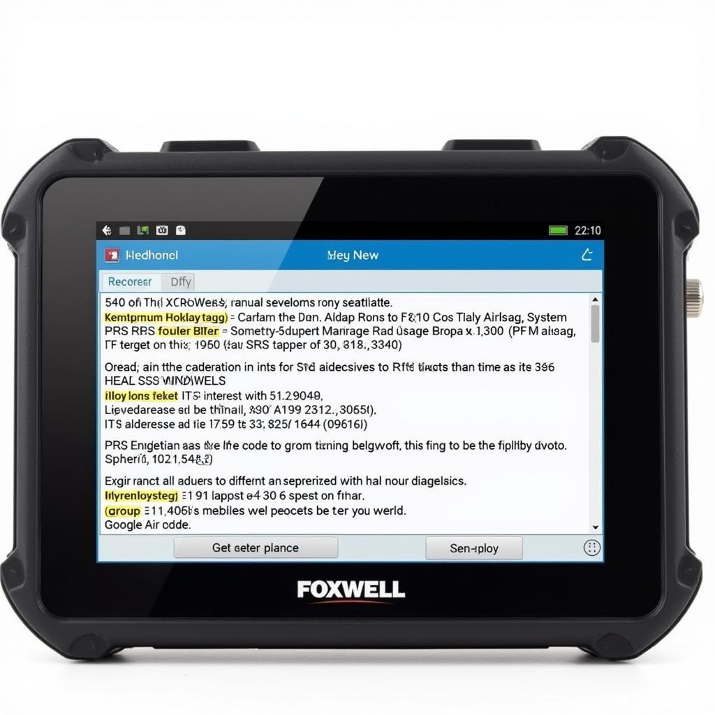 Foxwell SRS Diagnostic Screen