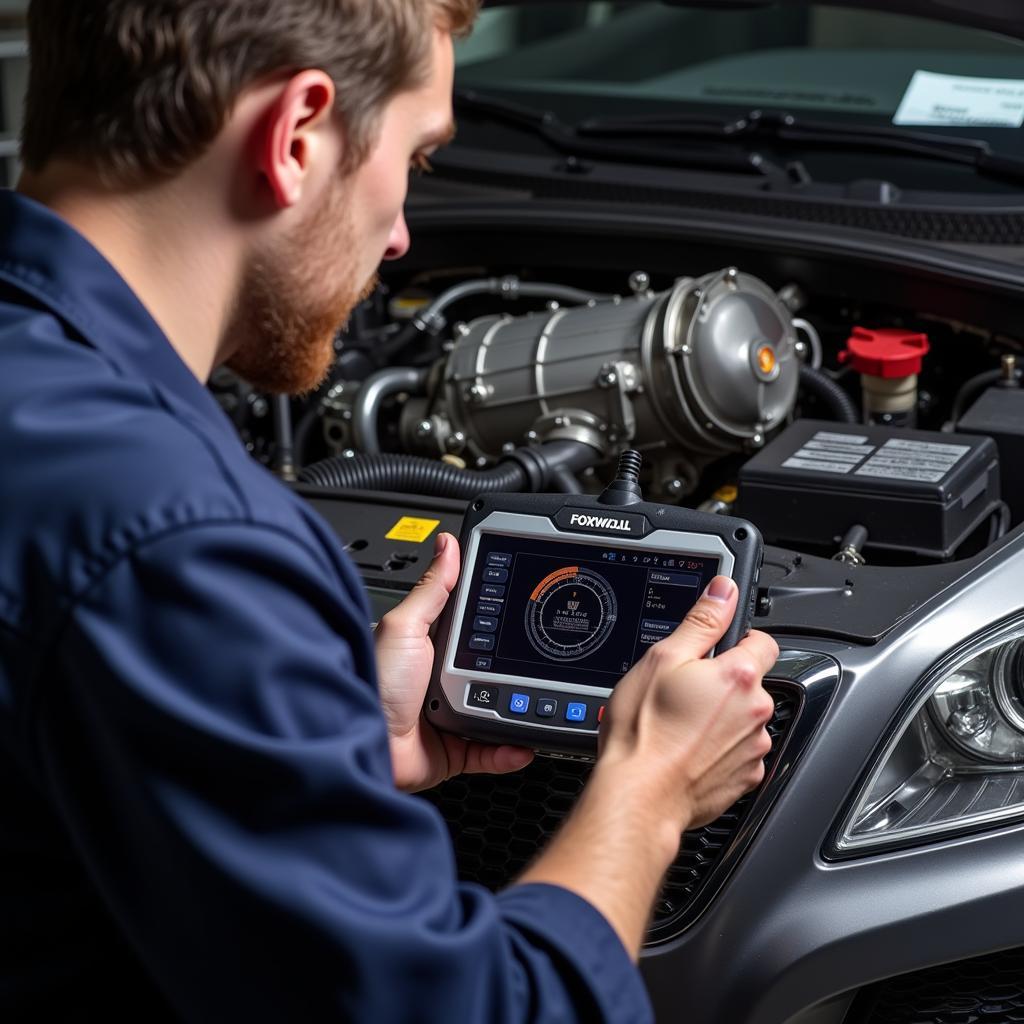 Mechanic Using Foxwell WW2 to Diagnose Transmission Problems