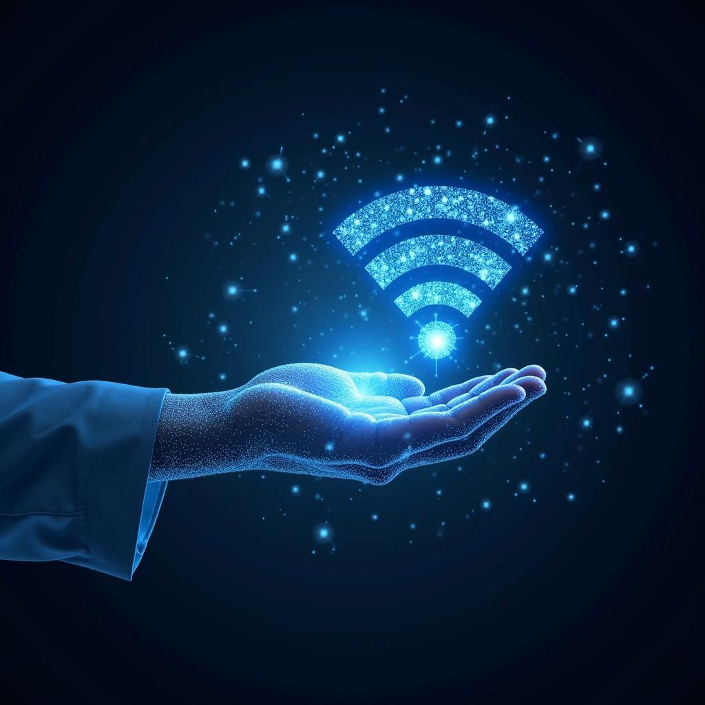 Futuristic representation of wifi diagnostic tools.