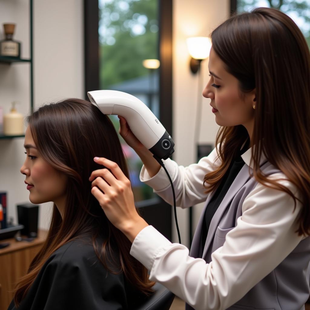 Hair Care Scanner in a Salon Setting