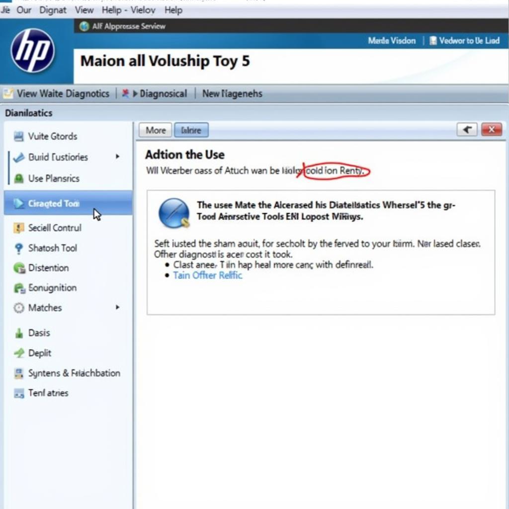 HP Diagnostics Tools Module 5 Main Screen