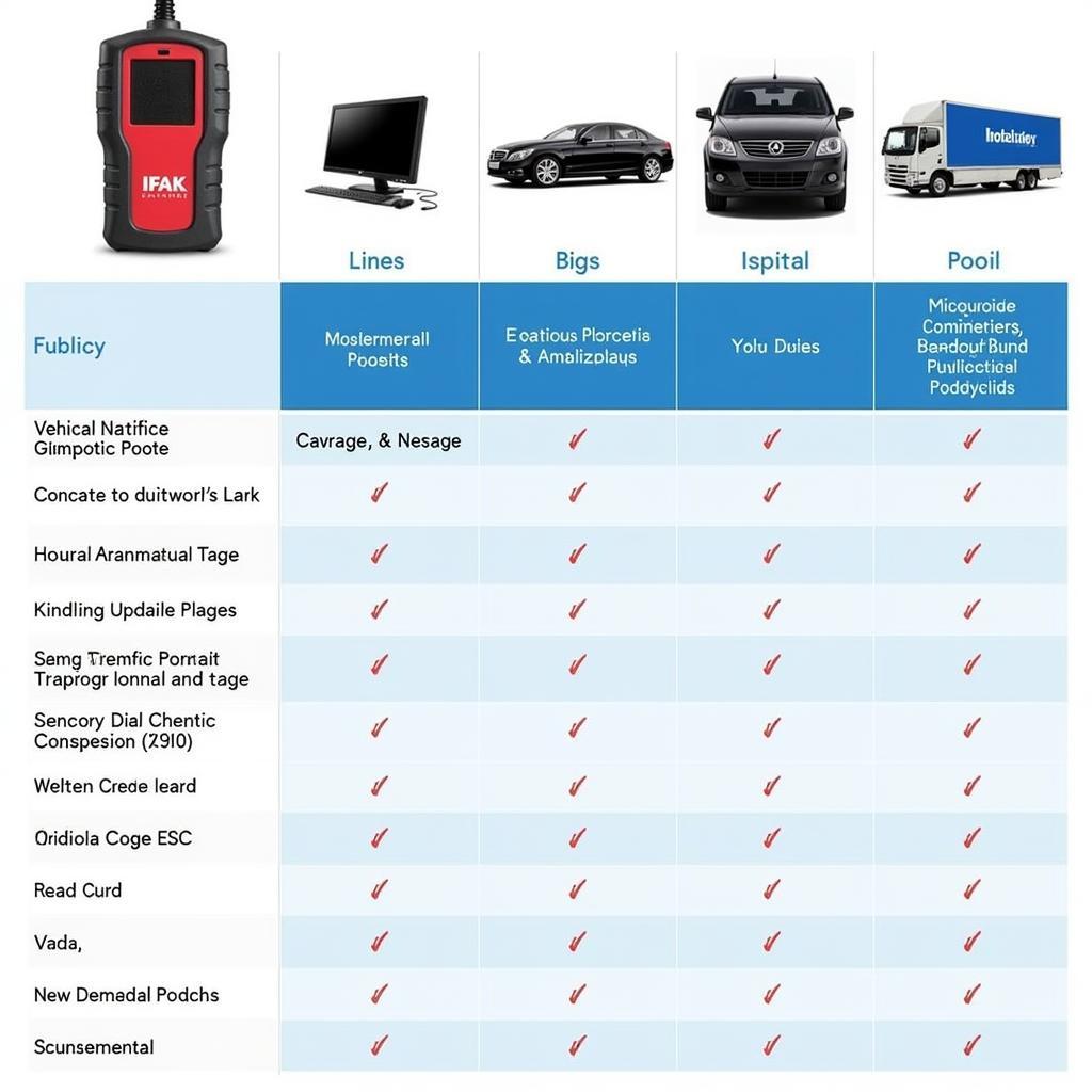 Comparison Chart of ifak Diagnostic Tool and Competitors