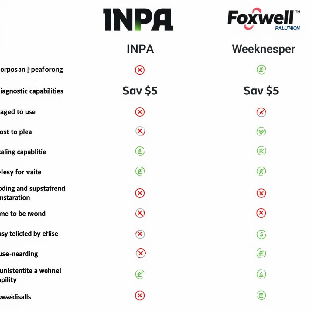 INPA vs. Foxwell Comparison Table