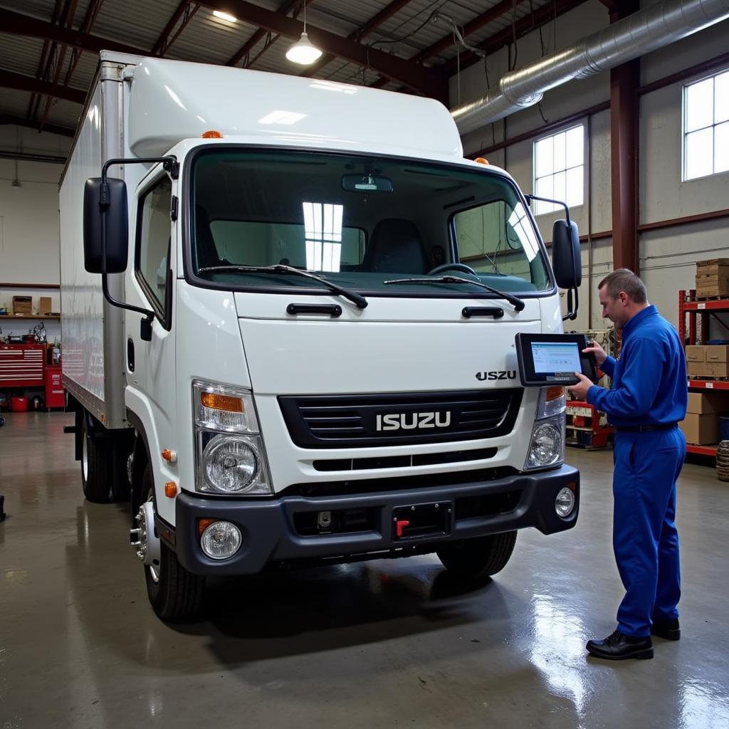 Isuzu Truck Being Repaired After IDST Redtech Diagnosis