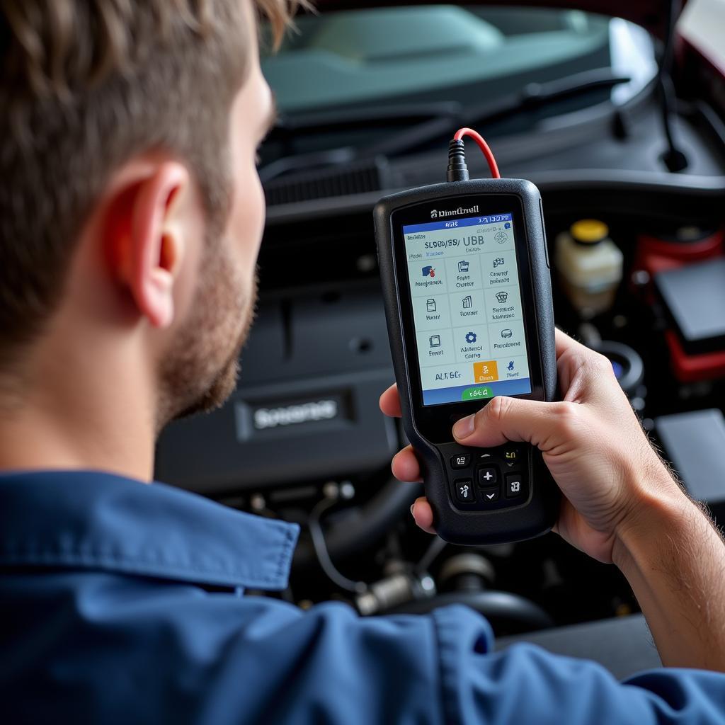 Judy Olmstead Foxwell Scanner Performing Diagnostics