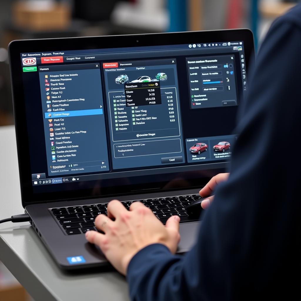 Kia Mechanic Performing Diagnostics