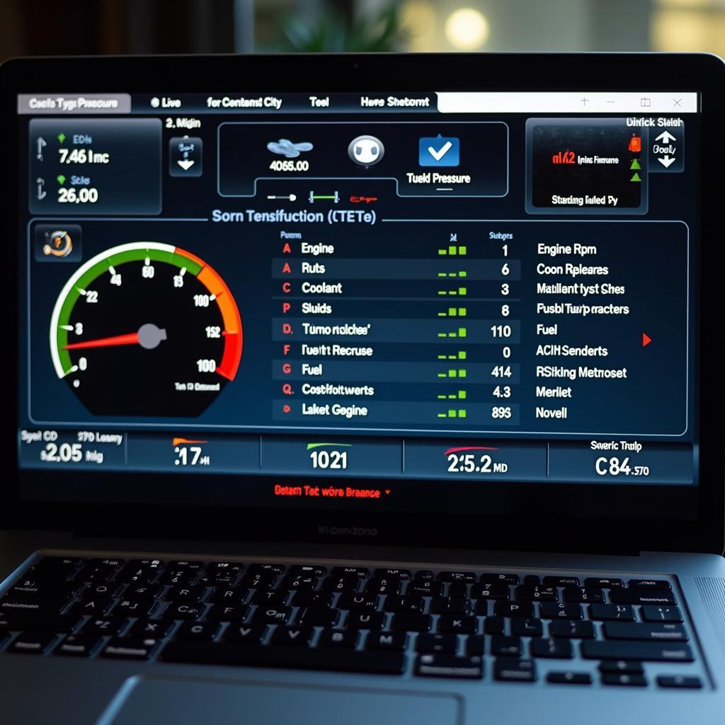 Laptop Displaying Vehicle Diagnostic Software Interface