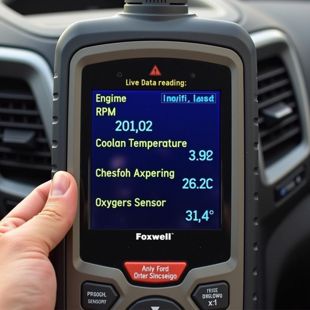 Foxwell Scanner Displaying Live Data from Vehicle Sensors