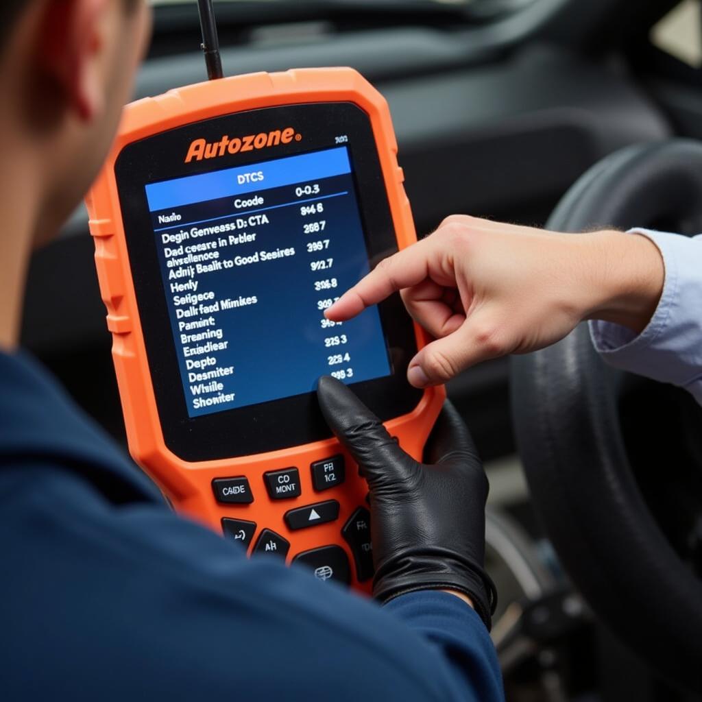 Mechanic Interpreting DTCs with Autozone Scan Tool