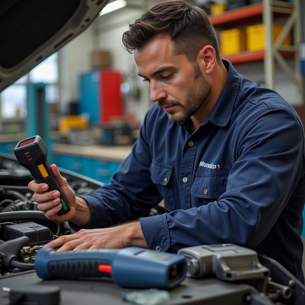 Mechanic Selecting a Diagnostic Tool