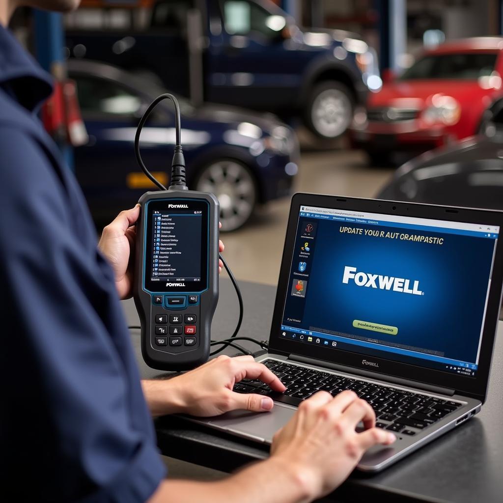 Mechanic Updating Foxwell NT614 Software