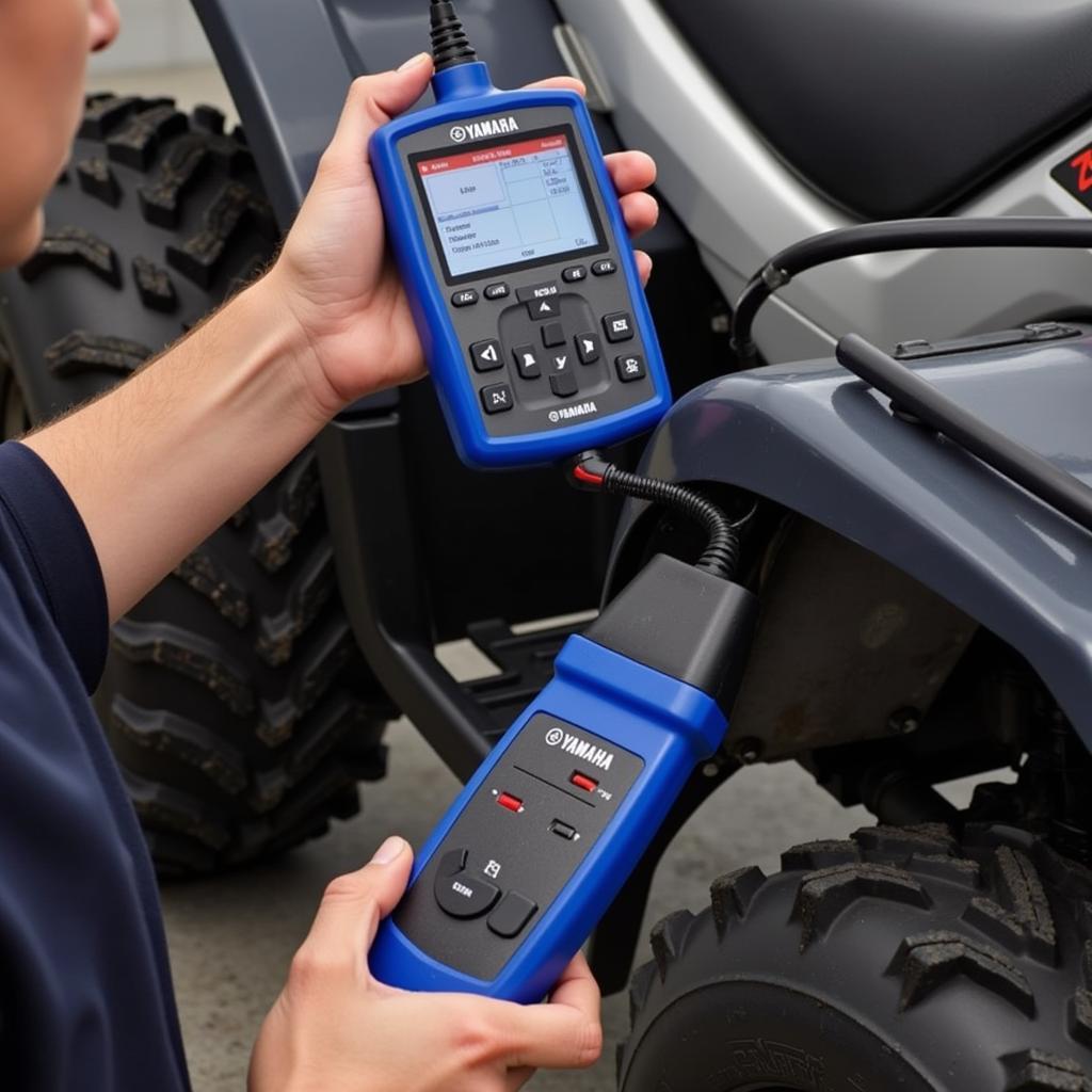 Mechanic Diagnosing ATV with 90890-03231