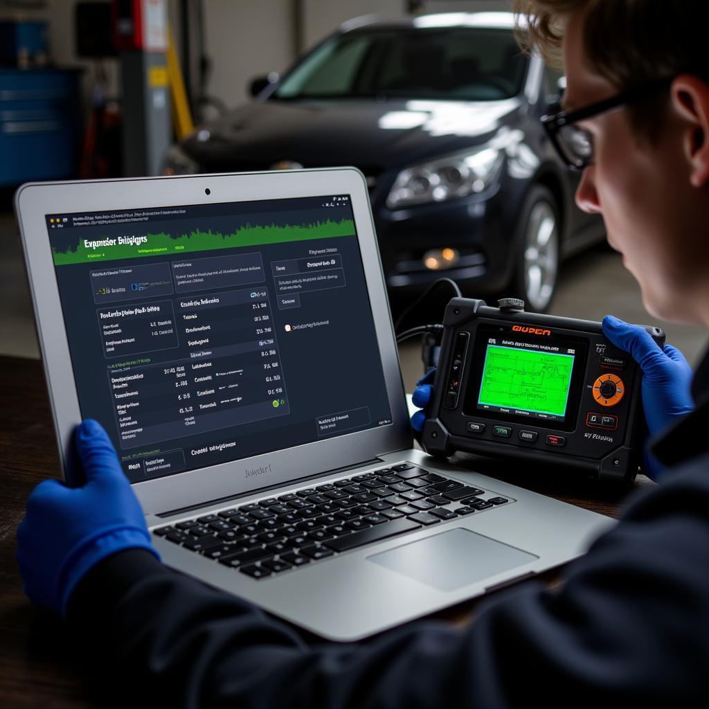 Mechanic Using Advanced Car Code Scanner