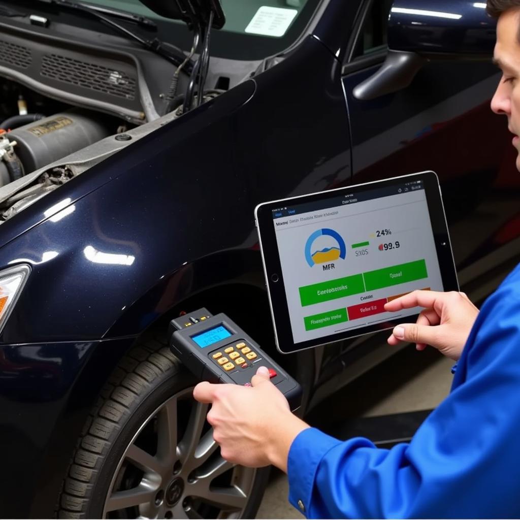 Mechanic Using Bluetooth OBD2 Scan Tool